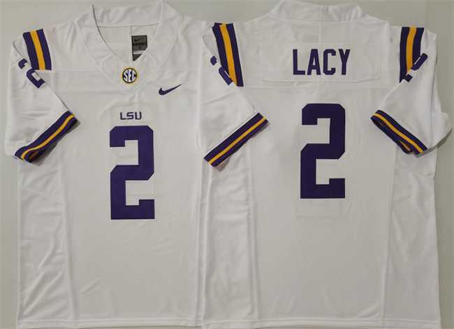 Mens LSU Tigers #2 Kyren Lacy White F.U.S.E. Stitched Jersey->lsu tigers->NCAA Jersey