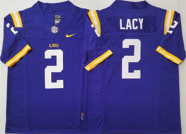 Mens LSU Tigers #2 Kyren Lacy Purple F.U.S.E. Stitched Jersey->lsu tigers->NCAA Jersey