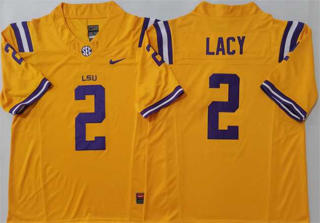 Mens LSU Tigers #2 Kyren Lacy Yellow F.U.S.E. Stitched Jersey->lsu tigers->NCAA Jersey
