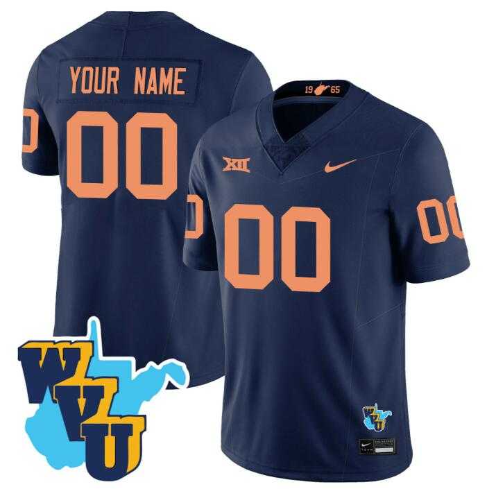 Mens West Virginia Mountaineers ACTIVE PLAYER Custom Navy F.U.S.E. 1965-2025 Throwback Stitched Jersey->customized ncaa jersey->Custom Jersey