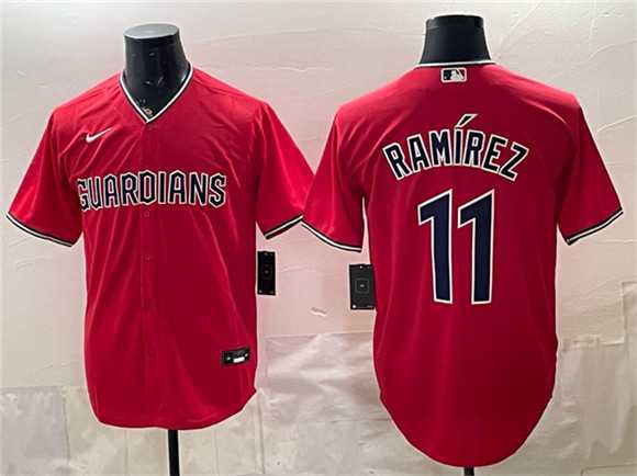 Men%27s Cleveland Guardians #11 Jose Ramirez Red Cool Base Stitched Jersey->cincinnati reds->MLB Jersey