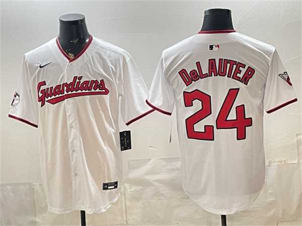 Men%27s Cleveland Guardians #24 Chase DeLauter White Home Limited Stitched Jersey->cleveland guardians->MLB Jersey