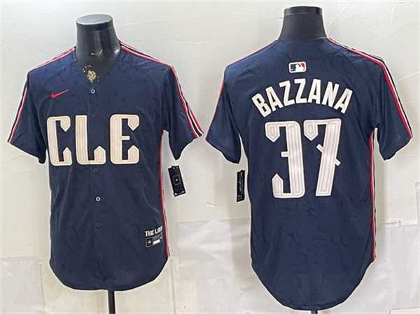 Men%27s Cleveland Guardians #37 Travis Bazzana Navy 2024 City Connect Limited Stitched Jersey->cleveland guardians->MLB Jersey