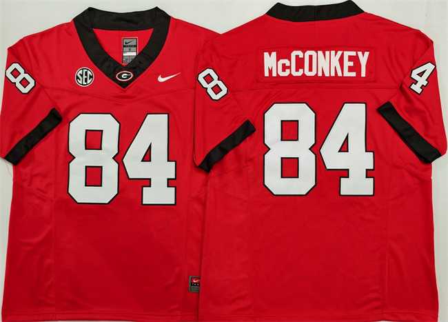 Mens Georgia Bulldogs #84 Ladd McConkey Red 2025 F.U.S.E. Stitched Jersey->georgia bulldogs->NCAA Jersey