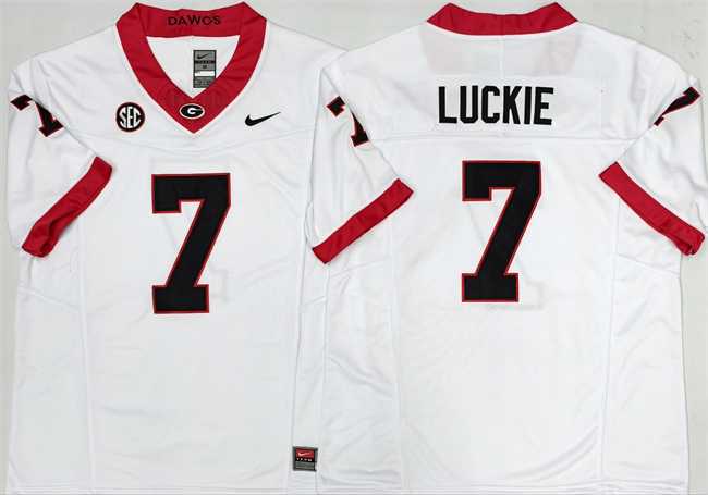 Mens Georgia Bulldogs #7 Lawson Luckie White 2025 F.U.S.E. Stitched Jersey->georgia bulldogs->NCAA Jersey