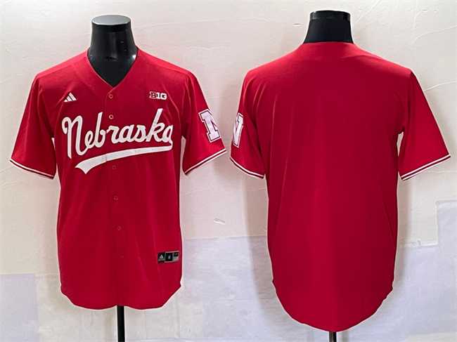 Men%27s Nebraska Huskers Blank Red With Patch Stitched Jersey->ole miss rebels->NCAA Jersey