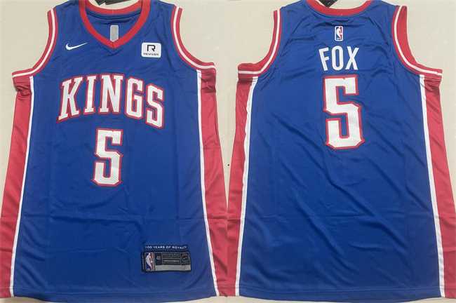 Mens Sacramento Kings #5 DeAaron Fox Blue Stitched Jersey->sacramento kings->NBA Jersey