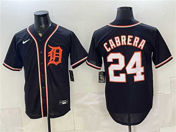 Men%27s Detroit Tigers #24 Miguel Cabrera Black 2026 Fashion Replica Black Out Stitched Jersey->detroit tigers->MLB Jersey