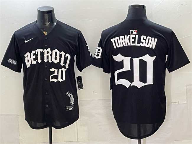 Men%27s Detroit Tigers #20 Spencer Torkelson 2026 Black %27Motor Gothic Edition%27 Vapor Premier Limited Stitched Jersey Dzhi->detroit tigers->MLB Jersey