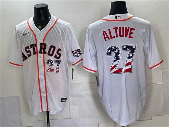 Men%27s Houston Astros #27 Jose Altuve White USA 250 Fourth of July Home Stitched Jersey Dzhi->kansas city royals->MLB Jersey