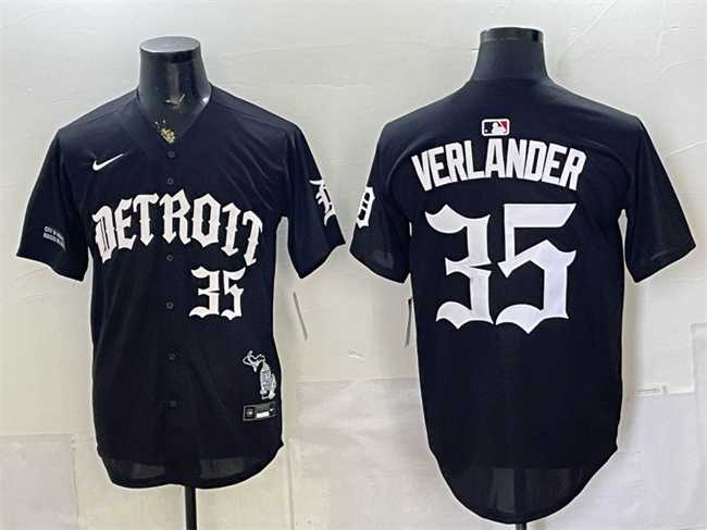 Men%27s Detroit Tigers #35 Justin Verlander 2026 Black %27Motor Gothic Edition%27 Vapor Premier Limited Stitched Jersey Dzhi->houston astros->MLB Jersey