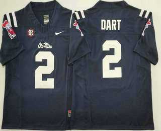 Mens Ole Miss Rebels #2 Jaxson Dart Navy Blue 2025 FUSE College Football Jersey->ole miss rebels->NCAA Jersey