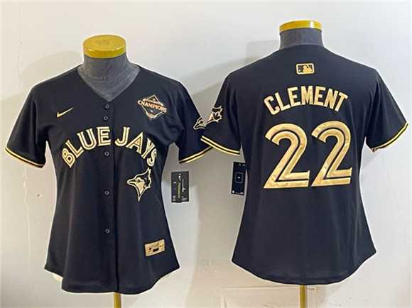 Youth Toronto Blue Jays #22 Ernie Clement Black Gold 2025 American League Champions Limited Stitched Jersey Dzhi->mlb youth jerseys->MLB Jersey