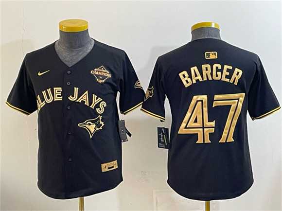 Youth Toronto Blue Jays #47 Addison Barger Black Gold 2025 American League Champions Limited Stitched Jersey Dzhi->mlb youth jerseys->MLB Jersey