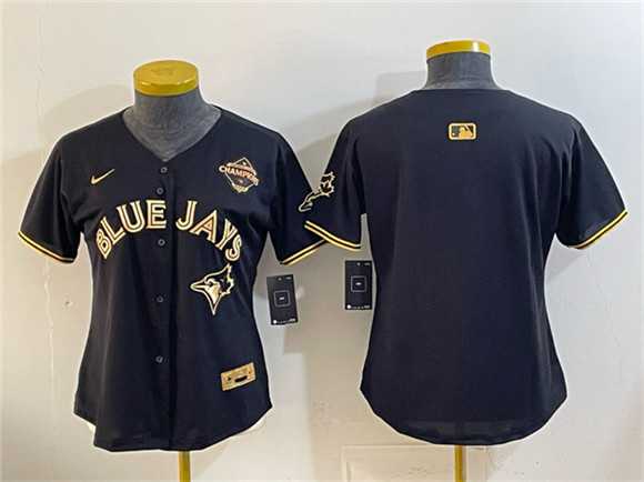 Youth Toronto Blue Jays Blank Black Gold 2025 American League Champions Limited Stitched Jersey Dzhi->mlb youth jerseys->MLB Jersey