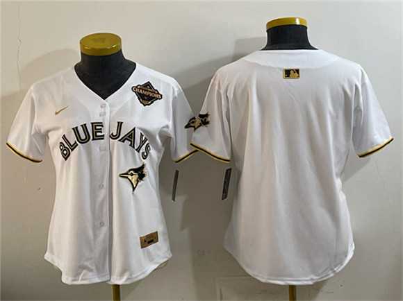 Youth Toronto Blue Jays Blank White Gold 2025 American League Champions Limited Stitched Jersey Dzhi->mlb youth jerseys->MLB Jersey