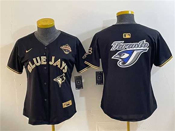 Youth Toronto Blue Jays Team Big Logo Black Gold 2025 American League Champions Limited Stitched Jersey Dzhi->mlb youth jerseys->MLB Jersey