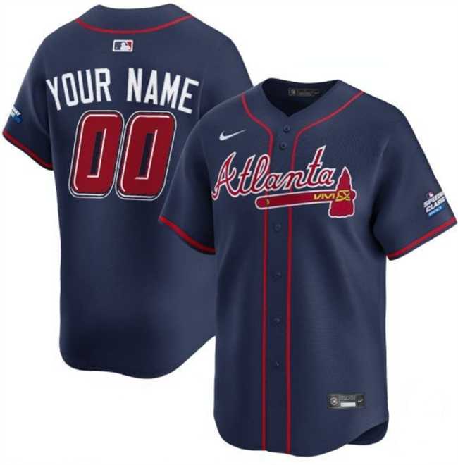 Mens Atlanta Braves Active Player Custom Navy 2025 Speedway Classic Alternate Limited Stitched Baseball Jersey->customized mlb jersey->Custom Jersey