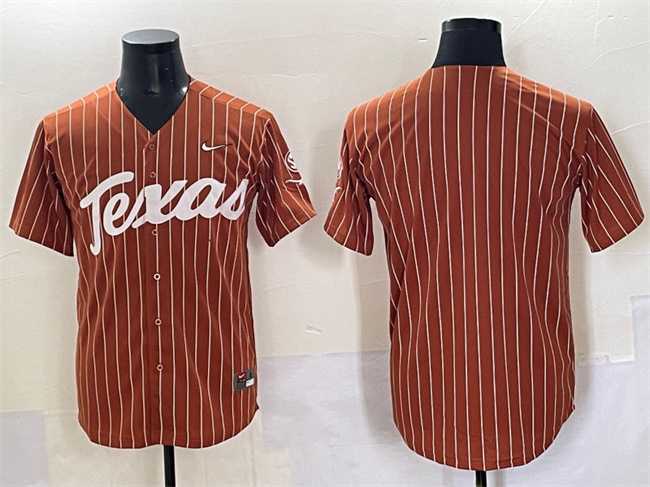 Mens Texas Longhorns Blank Orange Pinstripe SEC Patch Stitched Jersey