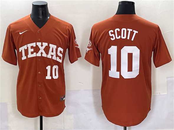 Mens Texas Longhorns #10 Mia Scott Orange SEC Patch Stitched Jersey->texas longhorns->NCAA Jersey