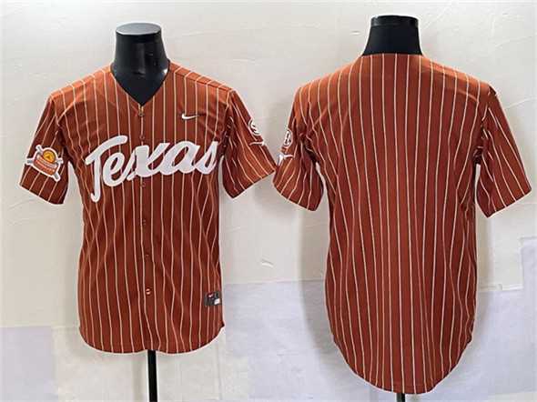 Mens Texas Longhorns Blank Orange Pinstripe 2025 Softball National Champions & SEC Patch Stitched Jersey->texas longhorns->NCAA Jersey