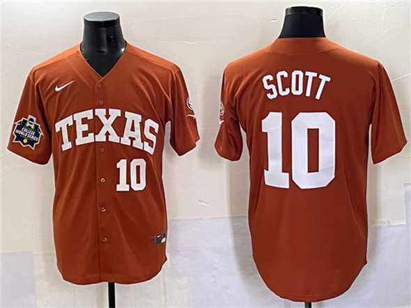 Men%27s Texas Longhorns #10 Mia Scott Orange 2025 World Series & SEC Patch Stitched Jersey->texas longhorns->NCAA Jersey