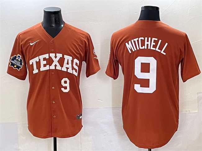 Men%27s Texas Longhorns #9 Joley Mitchell Orange 2025 World Series & SEC Patch Stitched Jersey->ole miss rebels->NCAA Jersey