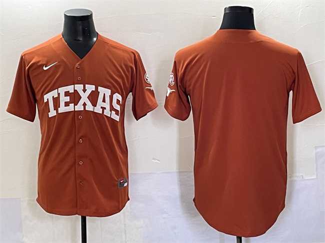 Mens Texas Longhorns Blank Orange SEC Patch Stitched Jersey