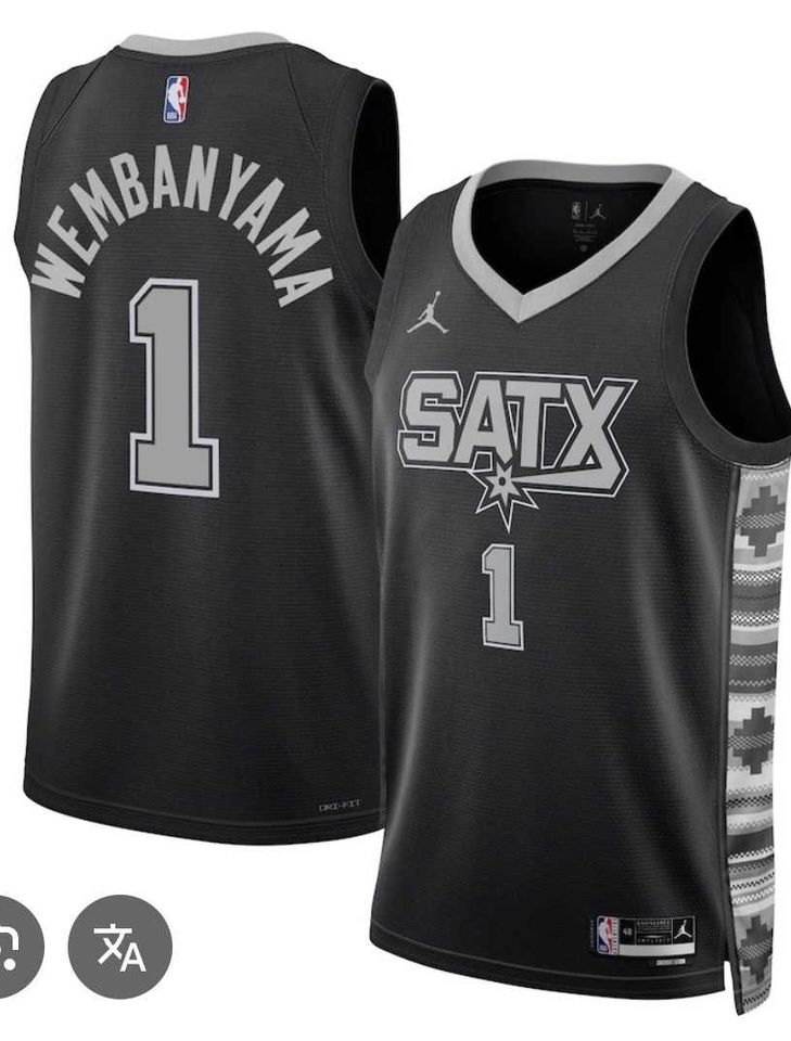 Men%27s San Antonio Spurs #1 Victor Wembanyama Black 2025 Statement Edition Stitched Jersey Dzhi->sacramento kings->NBA Jersey