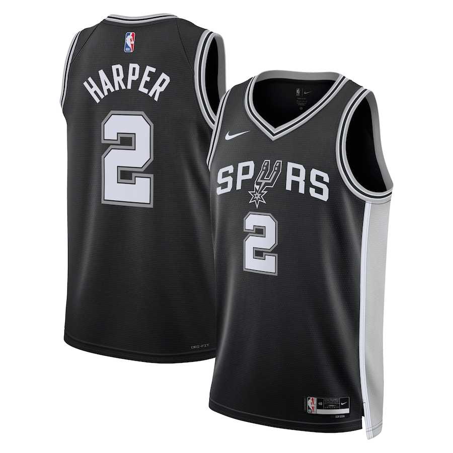 Mens San Antonio Spurs #2 Dylan Harper Nike Black 2025 NBA Draft First Round Pick Swingman Jersey Dzhi->san antonio spurs->NBA Jersey