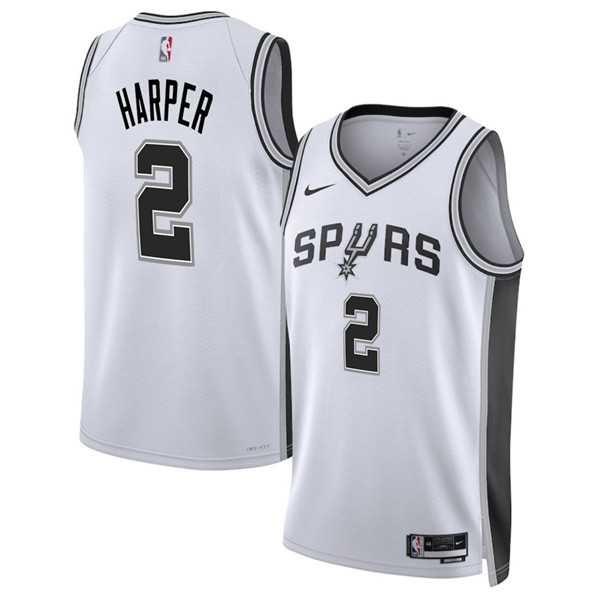 Mens San Antonio Spurs #2 Dylan Harper White 2025 Draft Association Edition Stitched Jersey Dzhi->san antonio spurs->NBA Jersey