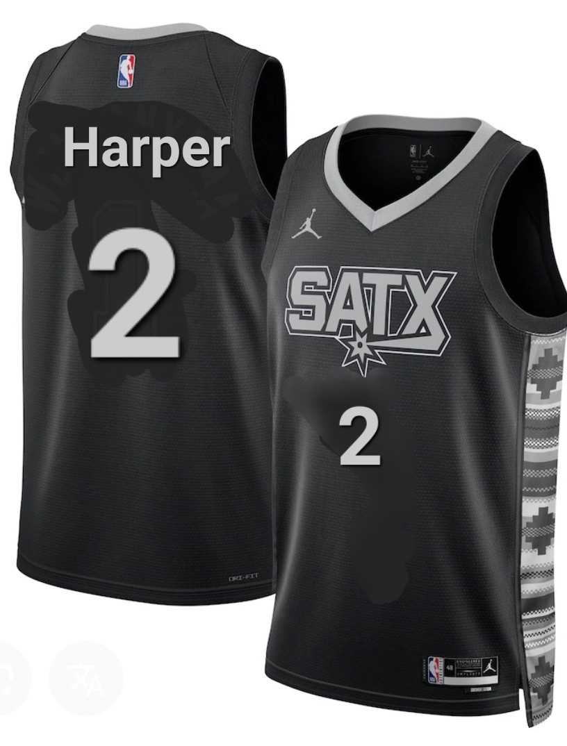 Men%27s San Antonio Spurs #2 Dylan Harper Gray Black Statement Edition Stitched Jersey Dzhi->sacramento kings->NBA Jersey