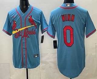 Mens St Louis Cardinals #0 Masyn Winn Blue Cool Base Jersey->st.louis cardinals->MLB Jersey