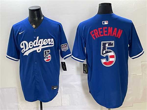 Mens Los Angeles Dodgers #5 Freddie Freeman Royal 250 Fourth of July Stitched Jersey Dzhi->los angeles dodgers->MLB Jersey