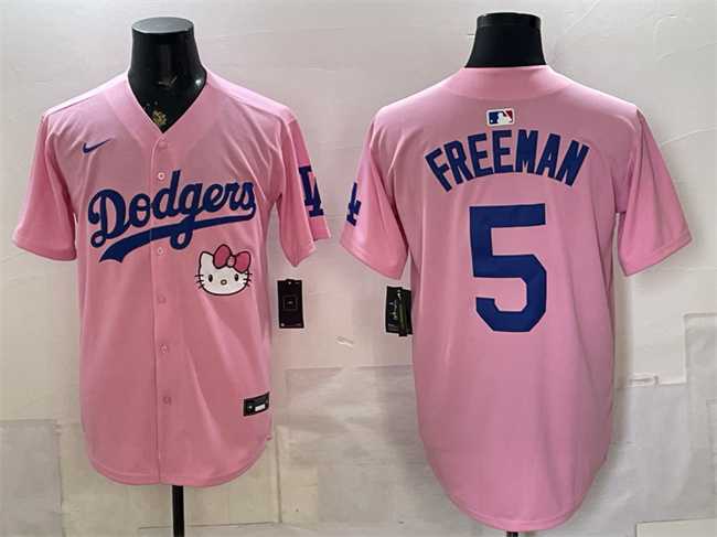 Mens Los Angeles Dodgers #5 Freddie Freeman Pink 2025 Hello Kitty Vapor Limited Stitched Jersey->los angeles dodgers->MLB Jersey