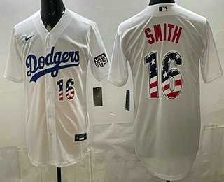 Mens Los Angeles Dodgers #16 Will Smith White USA 250 Fourth of July Home Stitched Jersey Dzhi->los angeles dodgers->MLB Jersey