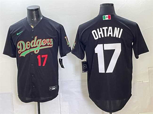 Mens Los Angeles Dodgers #17 Shohei Ohtani Black Mexico Limited Stitched Jersey Dzhi->los angeles dodgers->MLB Jersey