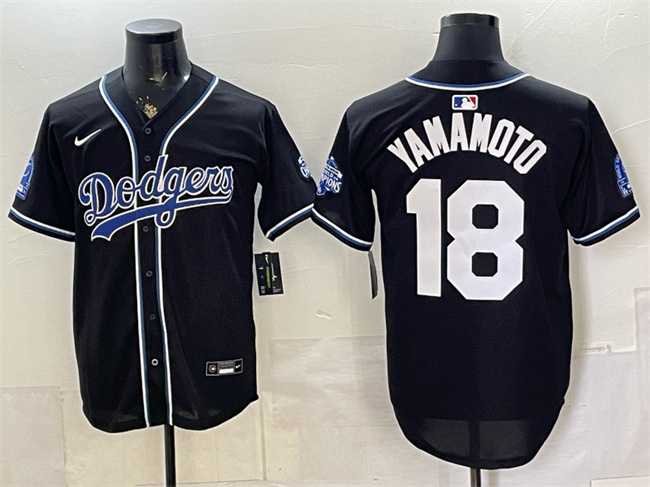 Mens Los Angeles Dodgers #18 Yoshinobu Yamamoto B2B Champs 2026 Black Out Style Vapor Limited Stitched Jersey->los angeles dodgers->MLB Jersey