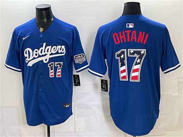 Mens Los Angeles Dodgers #17 Shohei Ohtani Royal 250 Fourth of July Stitched Jersey Dzhi->los angeles dodgers->MLB Jersey