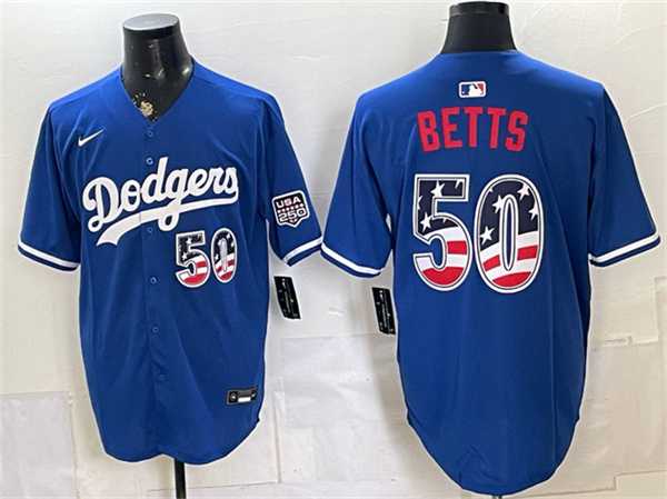 Mens Los Angeles Dodgers #50 Mookie Betts Royal 250 Fourth of July Stitched Jersey Dzhi->los angeles dodgers->MLB Jersey