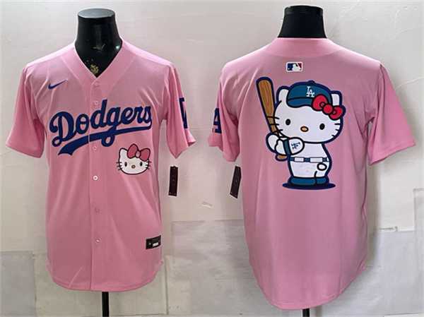 Mens Los Angeles Dodgers Team Big Logo Pink 2025 Hello Kitty Vapor Limited Stitched Jersey Dzhi->los angeles dodgers->MLB Jersey