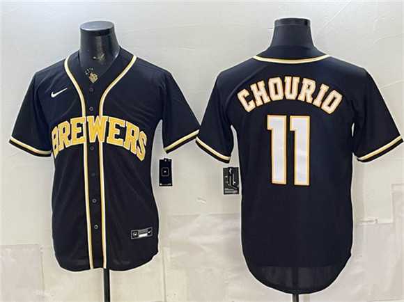 Mens Milwaukee Brewers #11 Jackson Chourio 2026 Fashion Replica Black Out Stitched Jersey->milwaukee brewers->MLB Jersey