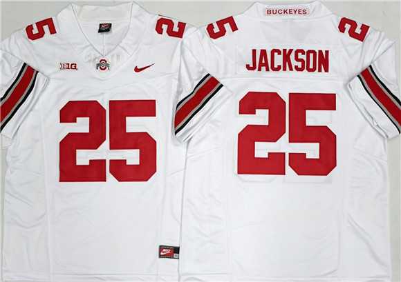 Mens Ohio State Buckeyes #25 Lamar Bo Jackson White 2025 F.U.S.E. Limited Stitched Jersey->ohio state buckeyes->NCAA Jersey