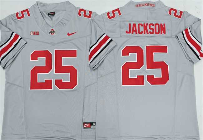 Mens Ohio State Buckeyes #25 Lamar Bo Jackson Gray 2025 F.U.S.E. Limited Stitched Jersey->ohio state buckeyes->NCAA Jersey