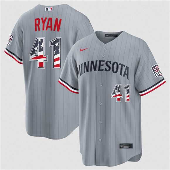 Men%27s Minnesota Twins #41 Joe Ryan Gray 2026 USA 250 Fourth of July Stitched Jersey Dzhi->milwaukee brewers->MLB Jersey
