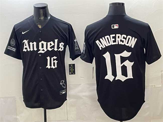 Men%27s Los Angeles Angels #16 Garret Anderson Black %27Gothic Halo Edition%27 Vapor Limited Stitched Jersey->los angeles dodgers->MLB Jersey