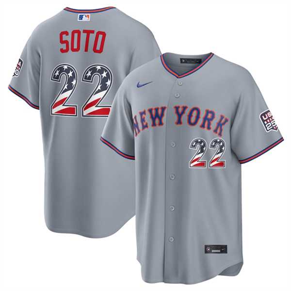 Men%27s New York Mets #22 Juan Soto Gray USA 250 Fourth of July Home Stitched Jersey Dzhi->minnesota twins->MLB Jersey
