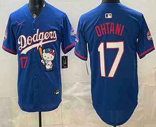Mens Los Angeles Dodgers #17 Shohei Ohtani Blue Hello Kitty 2025 World Series Champions Limited Jersey->los angeles dodgers->MLB Jersey