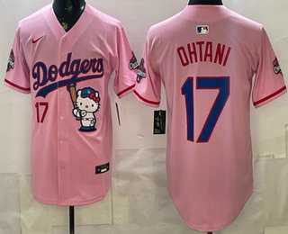 Mens Los Angeles Dodgers #17 Shohei Ohtani Pink Hello Kitty 2025 World Series Champions Limited Jersey->los angeles dodgers->MLB Jersey