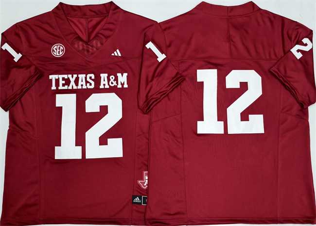 Mens Texas A&M Aggies Lions #12 Premier Strategy Red 2025 F.U.S.E. Stitched Jersey->texas a&m aggies->NCAA Jersey